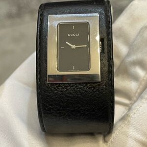 GUCCI Bangle 7800L Stainless Steel (SS)/Leather Quartz Women's Watch Vintage